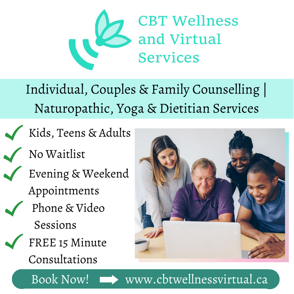 We offer individual, couples & family therapy as well as dietitian, naturopathic and yoga services to patients across Ontario via phone and video. 