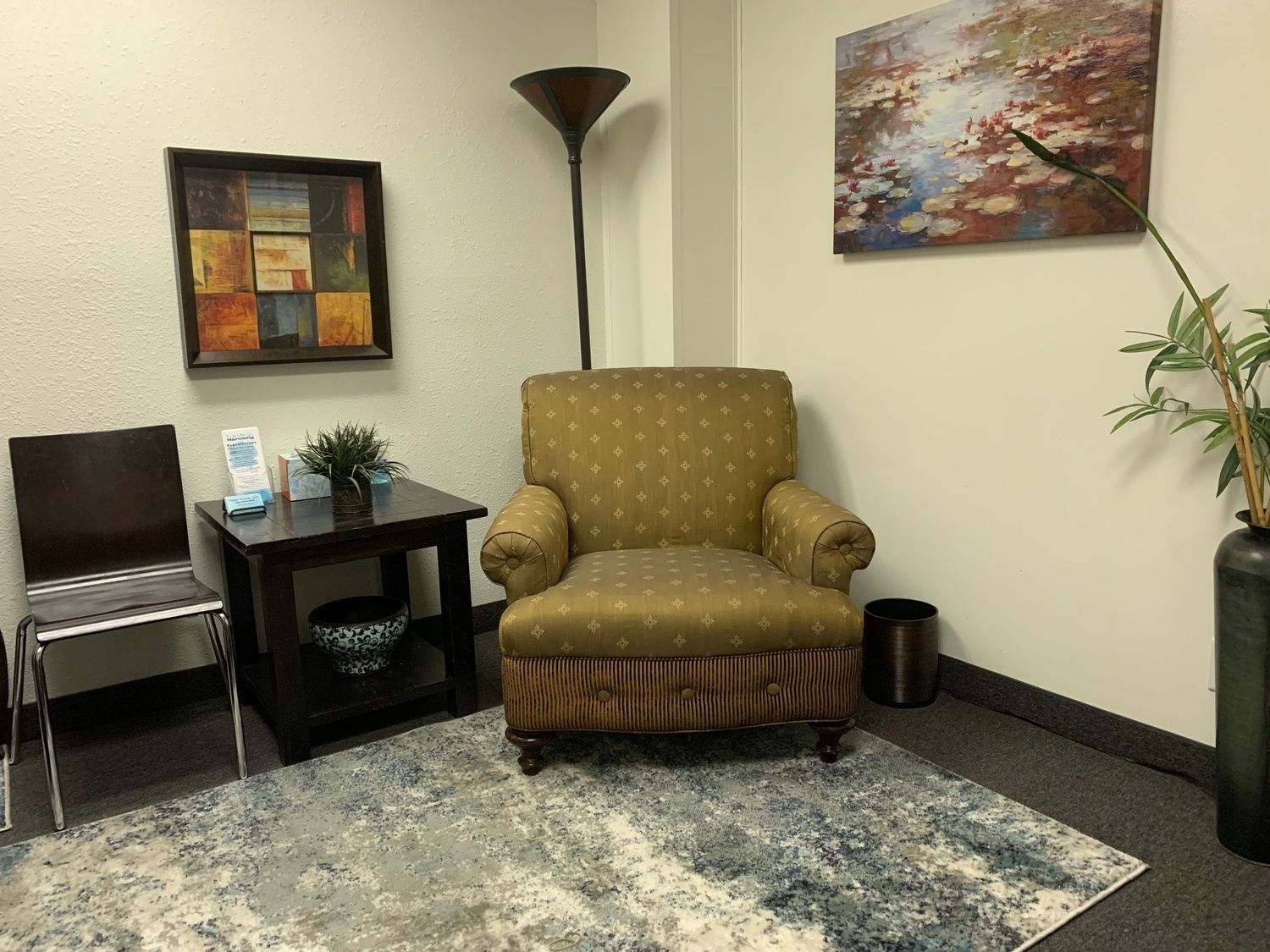 Gallery Photo of To increase your ability to relax and fully participate in your session an inviting office and a comfortable chair are provided for your comfort.