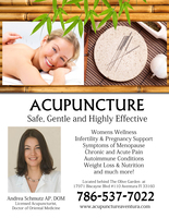 Gallery Photo of Acupuncture in Aventura Florida. Acupuncture can treat many conditions including back pain and infertility.