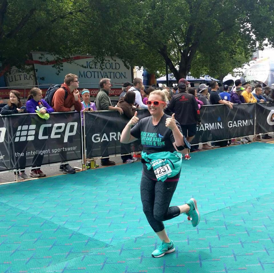 Gallery Photo of Dr Tolonen completing the Portland Rock-N-Roll Half Marathon in May 2015; her 5th half!