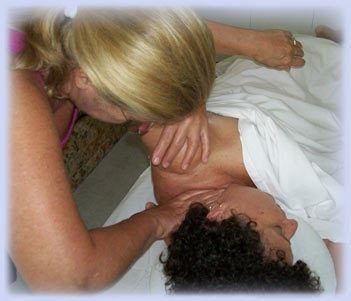 Gallery Photo of Decongestive therapy of neck in a side lying massage format.
