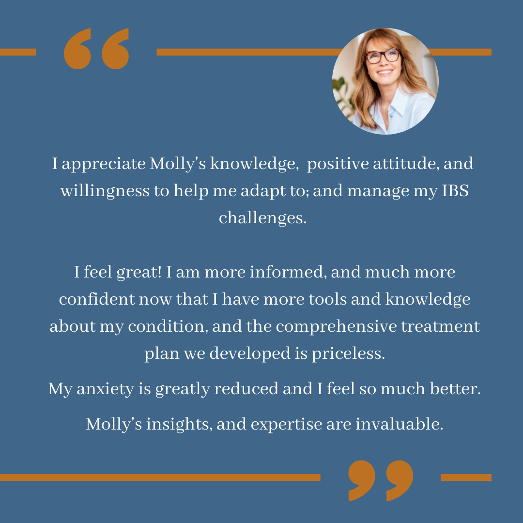 Gallery Photo of Testimonial from a 70 year old female client who suffered from lifelong chronic constipation. 